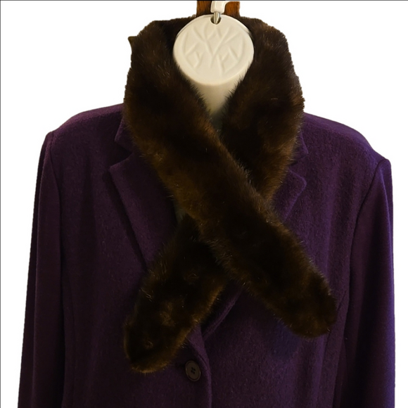 Source Unknown Accessories - Vintage Clip On Genuine Fur Collar Dark Brown